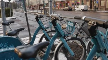 Göteborg, İsveç- 10 Ekim 2022 Styr ve Stall Bisiklet Kiralama İstasyonu. Yüksek kalite 4k görüntü