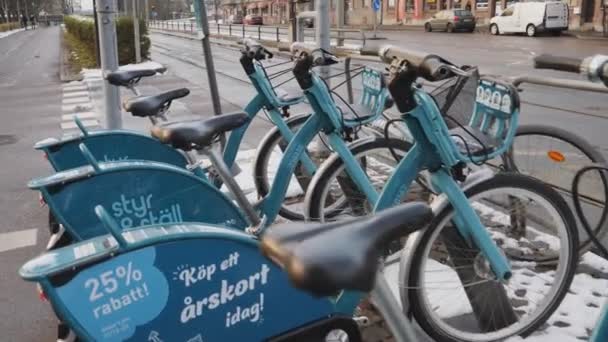 Göteborg Sveç Nisan 2023 Styr Stall Bisiklet Kenetleme Stasyonu Dolly — Stok video