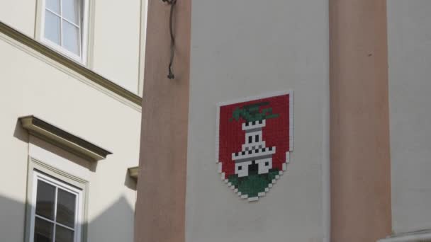 Любляна Словения Июня 2023 Года Городская Эмблема Любляны Здании Символ — стоковое видео