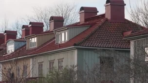 Színes Sorház Anggarden Közelében Slottskogen Göteborg Pan Shot Kiváló Minőségű — Stock videók