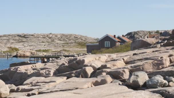 Casa Pesca Vasta Costa Rocciosa Tjurpannan Bohuslan Svezia Filmati Alta — Video Stock