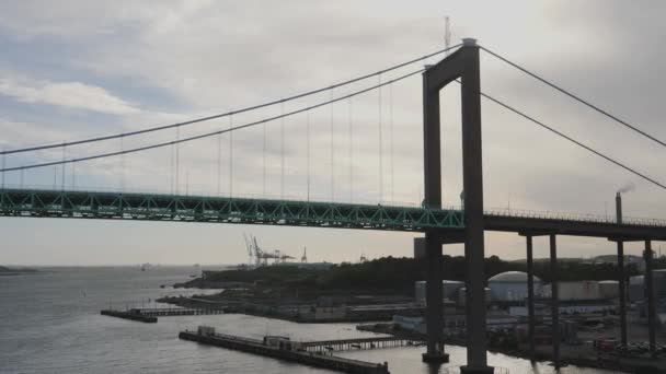 Jembatan Alvsborgsbron Gunung Gothenburg Swedia Rekaman Berkualitas Tinggi — Stok Video