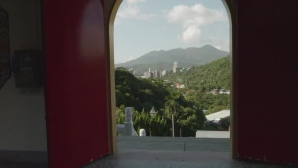 High Angle View Shilin Miaokan Temple Miao Guang Taipei Dolly — 비디오