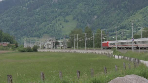 Avusturya Daki Ünlü Kayak Merkezi Dorfgastein Varan Yolcu Treni Yüksek — Stok video
