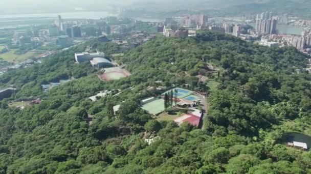Mountain View Taipei National University Arts Taipei Aerial Reveal Filmati — Video Stock