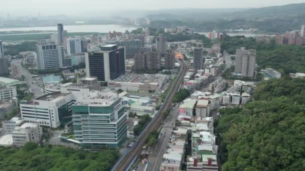 Guandu District Metro Station Visto Zongyi Taipei Taiwan Aerial Imagens — Vídeo de Stock
