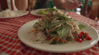  Muz Çiçeği Salatası, Taze ve Lezzetli Lezzet, Yakın çekim. Yüksek kalite 4k görüntü