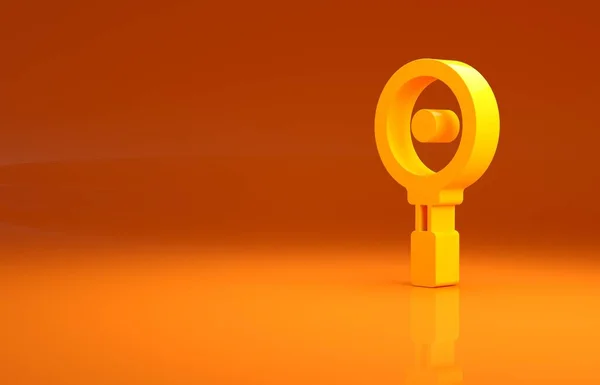 Icona Della Padella Gialla Isolata Sfondo Arancione Friggere Arrosto Simbolo — Foto Stock