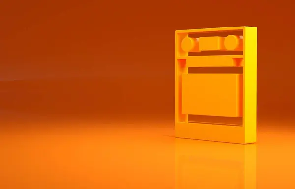黄色的烤箱图标孤立在橙色的背景上 煤气炉的标志 最低纲领的概念 3D渲染3D插图 — 图库照片