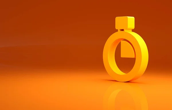 Gele Stopwatch Pictogram Geïsoleerd Oranje Achtergrond Tijdklok Teken Chronometerteken Minimalisme — Stockfoto