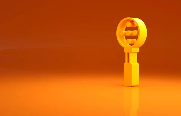 オレンジ色の背景に孤立した黄色のSpatulaアイコン キッチンへらアイコン バーベキューへらサイン バーベキューやグリルツール 最小限の概念 3Dイラスト3Dレンダリング — ストック写真