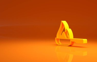 Turuncu arka planda sarı tava simgesi izole edildi. Kızartma veya kızartma gıda sembolü. Minimalizm kavramı. 3d illüstrasyon 3B canlandırma .
