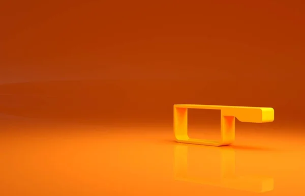 オレンジ色の背景に孤立した黄色のソーパンのアイコン 鍋料理 沸騰またはシチュー食品のシンボル 最小限の概念 3Dイラスト3Dレンダリング — ストック写真