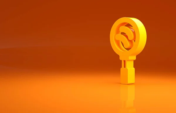 黄色オレンジの背景に隔離されたフライパンのアイコン フライやローストフードのシンボル 最小限の概念 3Dイラスト3Dレンダリング — ストック写真