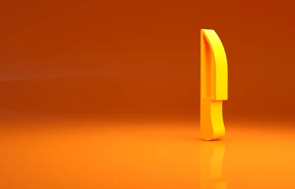Yellow Knife Icon Isolated Orange Background Cutlery Symbol Minimalism Concept — Stock Photo, Image