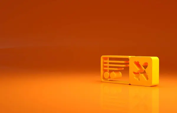 에어라인 아이콘은 주황색 배경에서 분리되었습니다 비행기 미니멀리즘의 개념입니다 렌더링 — 스톡 사진
