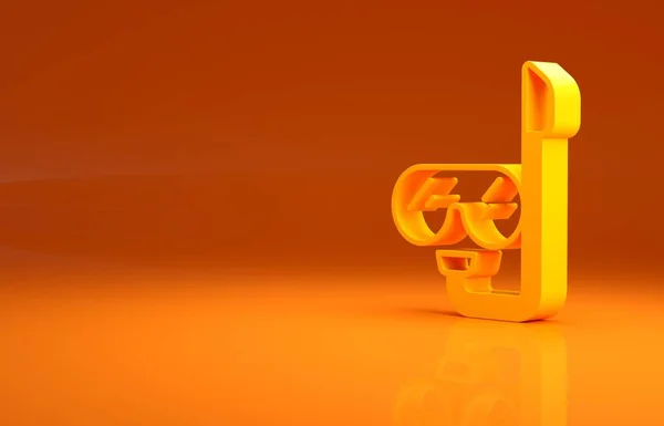 黄色潜水面具和在橙色背景上隔离的潜水图标 极限运动 潜水设备 最低纲领的概念 3D说明3D — 图库照片