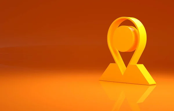 Gul Plats Ikon Isolerad Orange Bakgrund Världs Eller Jordtecken Minimalistiskt — Stockfoto