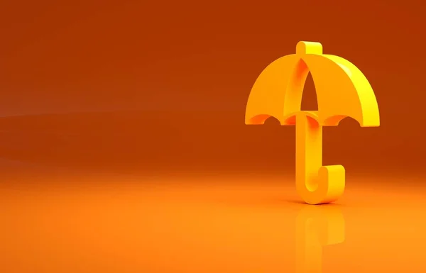 Желтая Классическая Элегантная Открытая Иконка Выделена Оранжевом Фоне Символ Защиты — стоковое фото