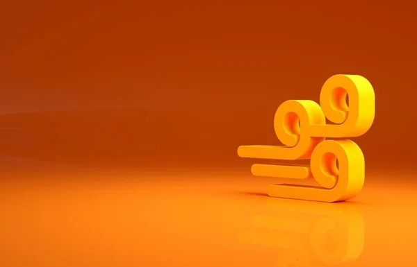 Icono Amarillo Del Tiempo Ventoso Aislado Sobre Fondo Naranja Nube —  Fotos de Stock