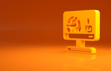 Sarı Hava tahminleri ikonu turuncu arka planda izole edildi. Minimalizm kavramı. 3d illüstrasyon 3B canlandırma .