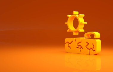 Sarı Kuraklık simgesi turuncu arka planda izole edildi. Minimalizm kavramı. 3d illüstrasyon 3B canlandırma .