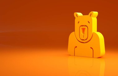 Sarı Kutup Ayısı kafa simgesi turuncu arka planda izole edildi. Minimalizm kavramı. 3d illüstrasyon 3B canlandırma .