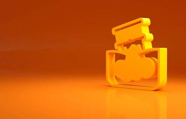 黄色的石油泄漏图标孤立在橙色背景 最低纲领的概念 3D说明3D — 图库照片