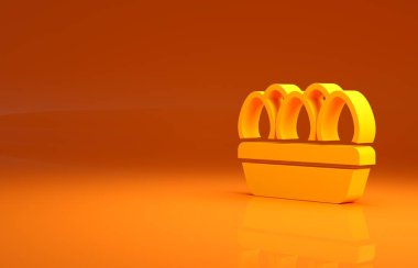 Turuncu arka planda izole edilmiş sarı tavuk yumurtası. Minimalizm kavramı. 3d illüstrasyon 3B canlandırma .