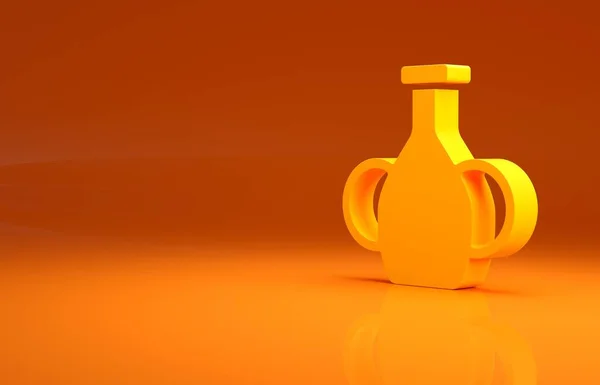 노란색 Vase 아이콘은 주황색 배경에서 분리되었습니다 미니멀리즘의 개념입니다 렌더링 — 스톡 사진