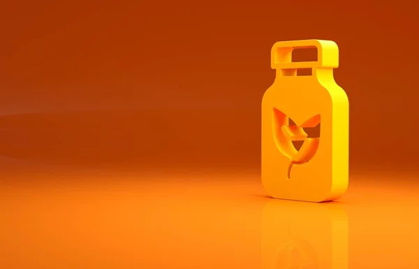 Żółta Ikona Butelki Nawozu Izolowana Pomarańczowym Tle Koncepcja Minimalizmu Ilustracja — Zdjęcie stockowe