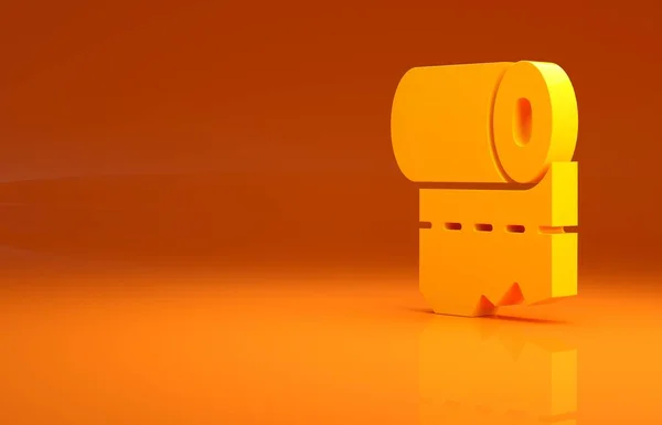 黄色のトイレットペーパーのロールのアイコンは オレンジの背景に隔離された 最小限の概念 3Dイラスト3Dレンダリング — ストック写真