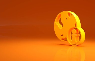 Sarı Bilgi simgesi turuncu arkaplanda izole edildi. Minimalizm kavramı. 3d illüstrasyon 3B canlandırma .