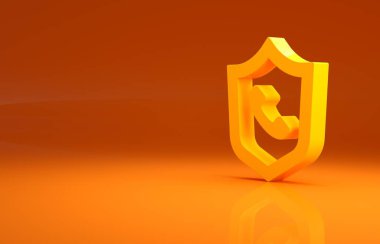 Sarı Telefon, turuncu arka planda 24 saat izole edilmiş destek ikonu. Tüm gün müşteri destek merkezi. Tam zamanlı çağrı servisi. Minimalizm kavramı. 3d illüstrasyon 3d canlandırma .