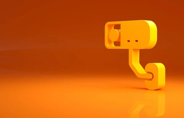 Yellow Security camera icon isolated on orange background. Minimalism concept. 3d illustration 3D render .