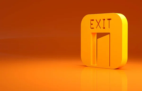Yellow Fire exit icon isolated on orange background. Fire emergency icon. Minimalism concept. 3d illustration 3D render .