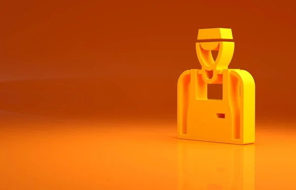 Κίτρινος Πωλητής Εικονίδιο Απομονώνονται Πορτοκαλί Φόντο Μινιμαλιστική Έννοια Απεικόνιση Καθιστούν — Φωτογραφία Αρχείου