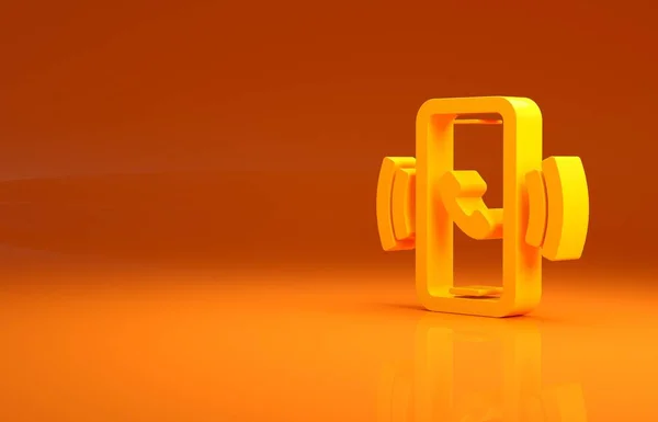 Gelbe Telefon Stunden Unterstützung Symbol Isoliert Auf Orangefarbenem Hintergrund Ganztägiges — Stockfoto