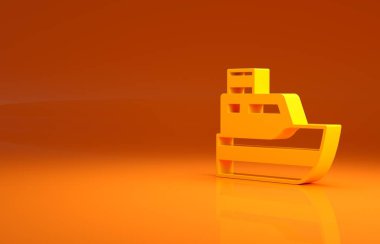 Başlangıç noktası GPS ve turuncu arka planda siyah çizgi ikonu olan Sarı Gemi Hattı rotası. Minimalizm kavramı. 3d illüstrasyon 3B canlandırma .