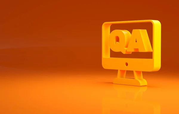 オレンジ色の背景には 質問と回答 アイコンが隔離された黄色のスピーチバブル Qと記号 よくある質問だ チャット音声バブルとチャート 最小限の概念 3Dイラスト3Dレンダリング — ストック写真