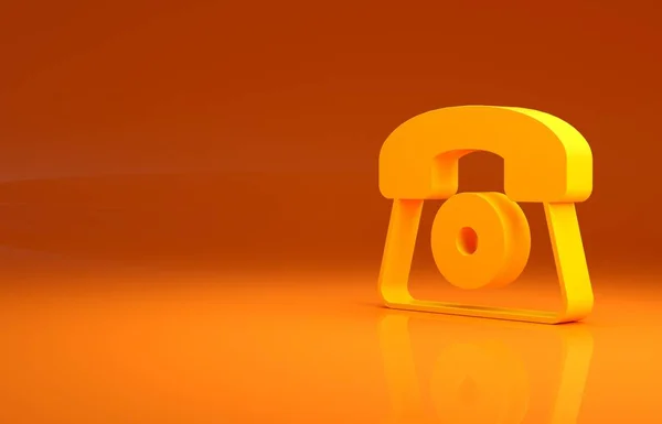 Žlutý Telefon Hodin Podpory Ikona Izolované Oranžovém Pozadí Celodenní Zákaznická — Stock fotografie