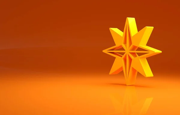 Иконка Розы Желтого Ветра Выделена Оранжевом Фоне Значок Компаса Путешествий — стоковое фото