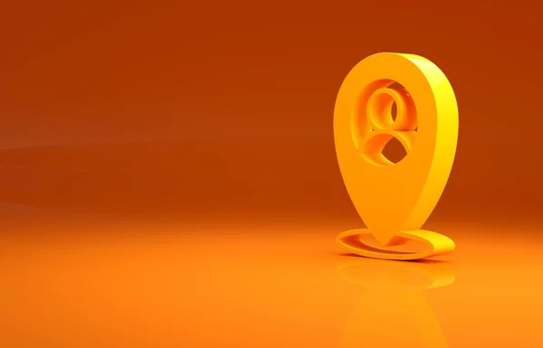 마커에는 주황색 배경에 고립된 사람의 아이콘의 실루엣 Gps 미니멀리즘의 개념입니다 — 스톡 사진