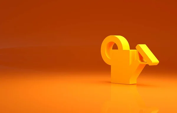 Gelbe Gießkanne Symbol Isoliert Auf Orangefarbenem Hintergrund Bewässerungssymbol Minimalismus Konzept — Stockfoto