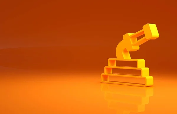 Gul Trädgård Slang Ikon Isolerad Orange Bakgrund Spraykanonikon Vattningsutrustning Minimalistiskt — Stockfoto
