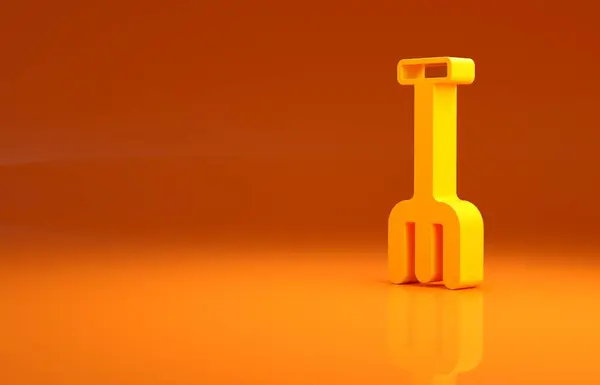 Yellow Garden Harke Symbol Isoliert Auf Orangefarbenem Hintergrund Werkzeug Für — Stockfoto