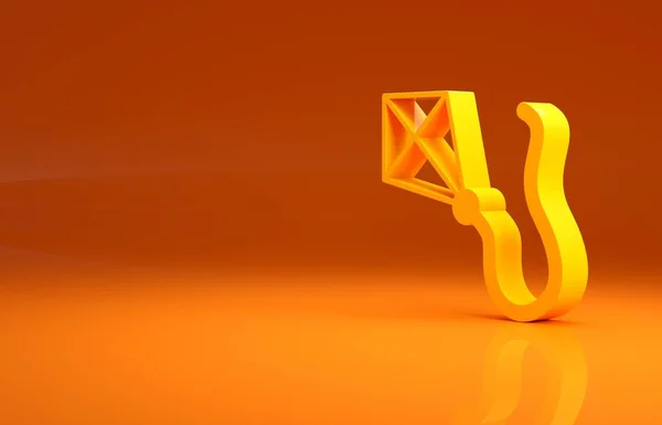 Yellow Kite Symbol Isoliert Auf Orangefarbenem Hintergrund Minimalismus Konzept Illustration — Stockfoto