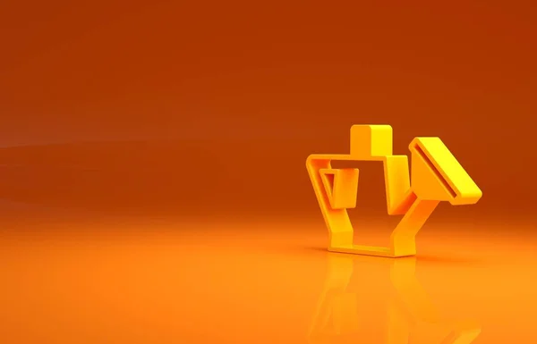 Gelbe Gießkanne Symbol Isoliert Auf Orangefarbenem Hintergrund Bewässerungssymbol Minimalismus Konzept — Stockfoto
