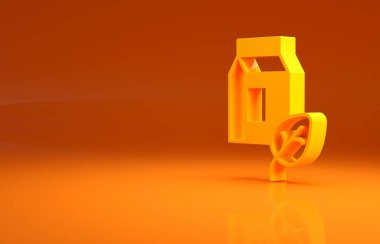 Sarı Vejetaryen süt ikonu turuncu arka planda izole edilmiş. Vejetaryen ürünü. Minimalizm kavramı. 3d illüstrasyon 3B canlandırma .