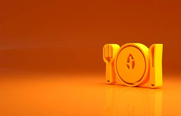 Yellow Vegan Food Diet Icon Isolated Orange Background Organic Bio — Stock Photo, Image